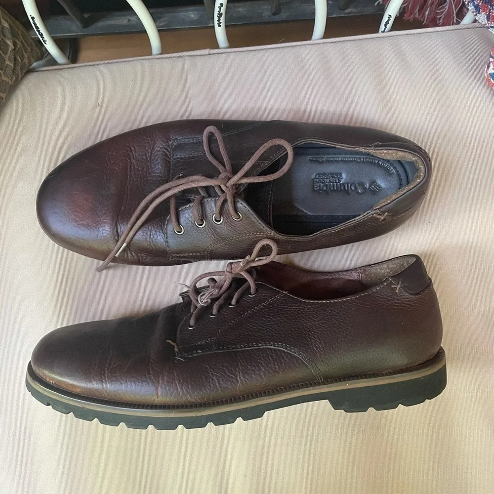 Columbia Salmon Harbor Leather Derby Shoe Brown 14